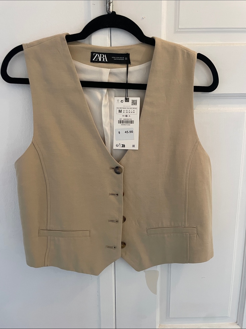 ZARA Beige Tailored Sleeveless Vest - medium